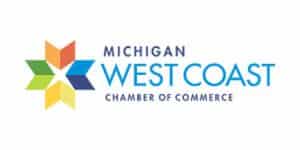 Michigan West Coast Chamber of Commerce logo with colorful star design.