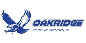 Oakridge Public Schools logo with eagle and text.