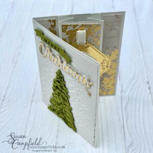 Fun fold Christmas card with a pop up section on the inside.