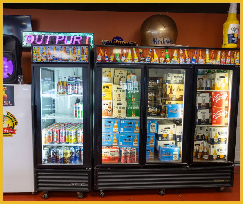 drink coolers with yellow boarder