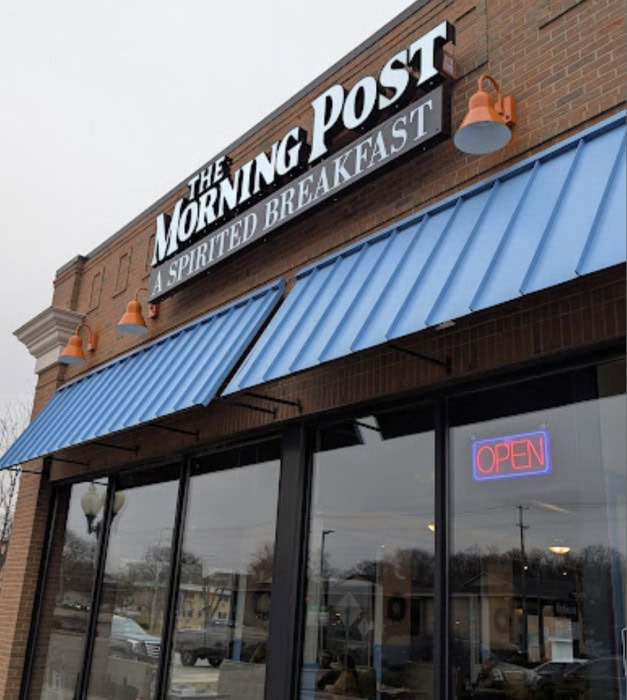 Morning post exterior with outdoor sign