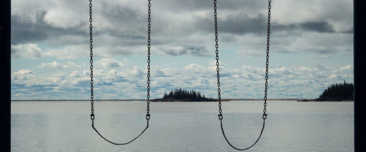 Fort Chip playground overlooking Lake Athabasca.