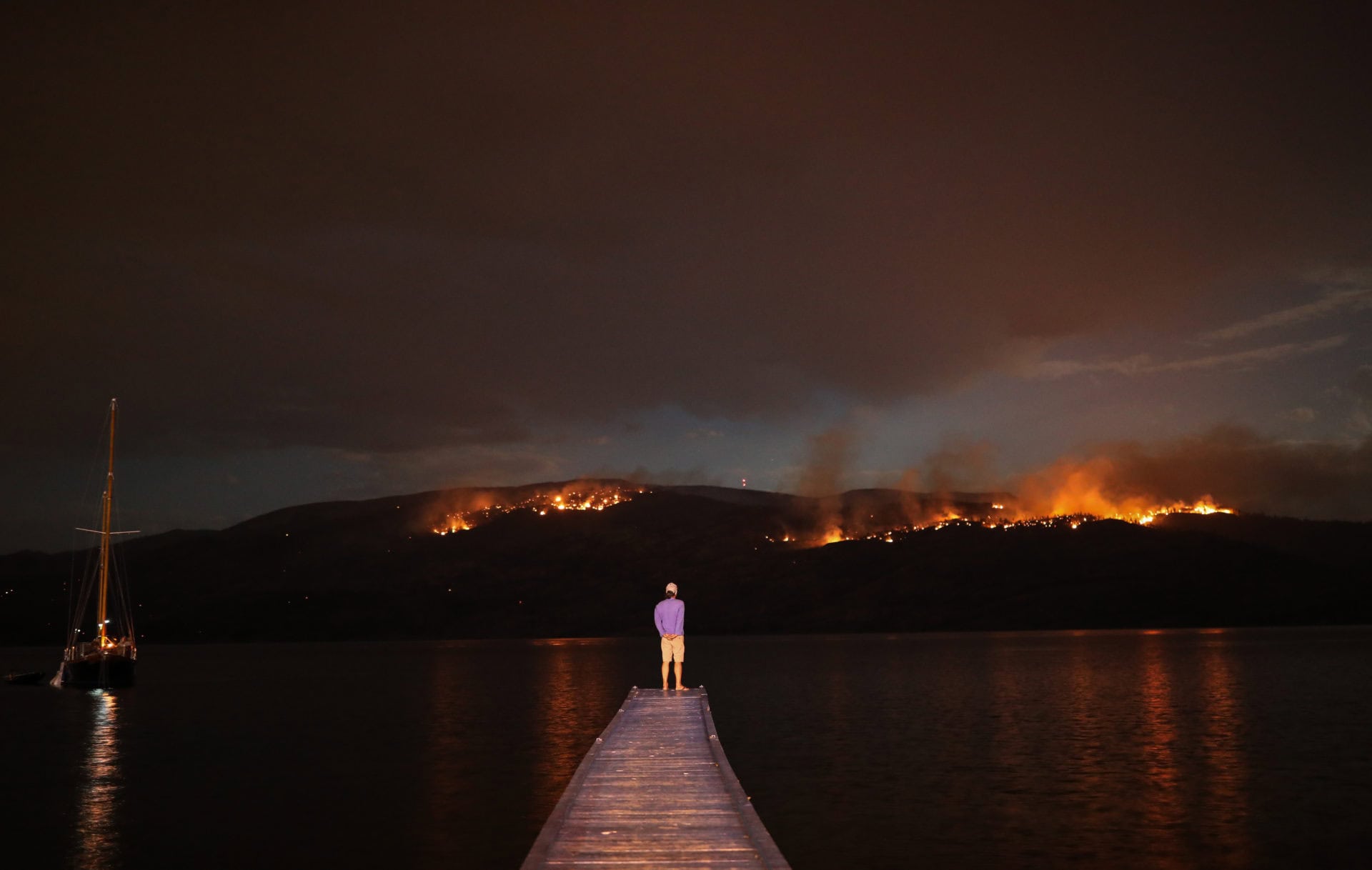 Wayne Davis watches wildfire