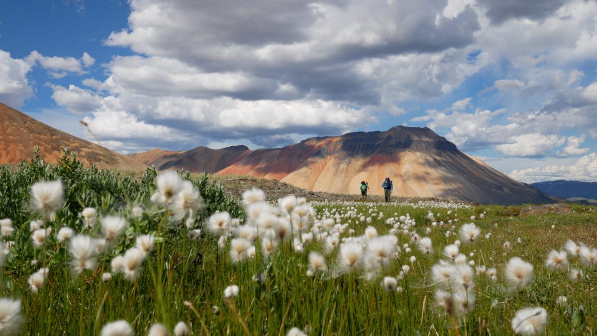 Hiking in the Spectrum Range, Mount Edziza Provincial Park in Tahltan territory.