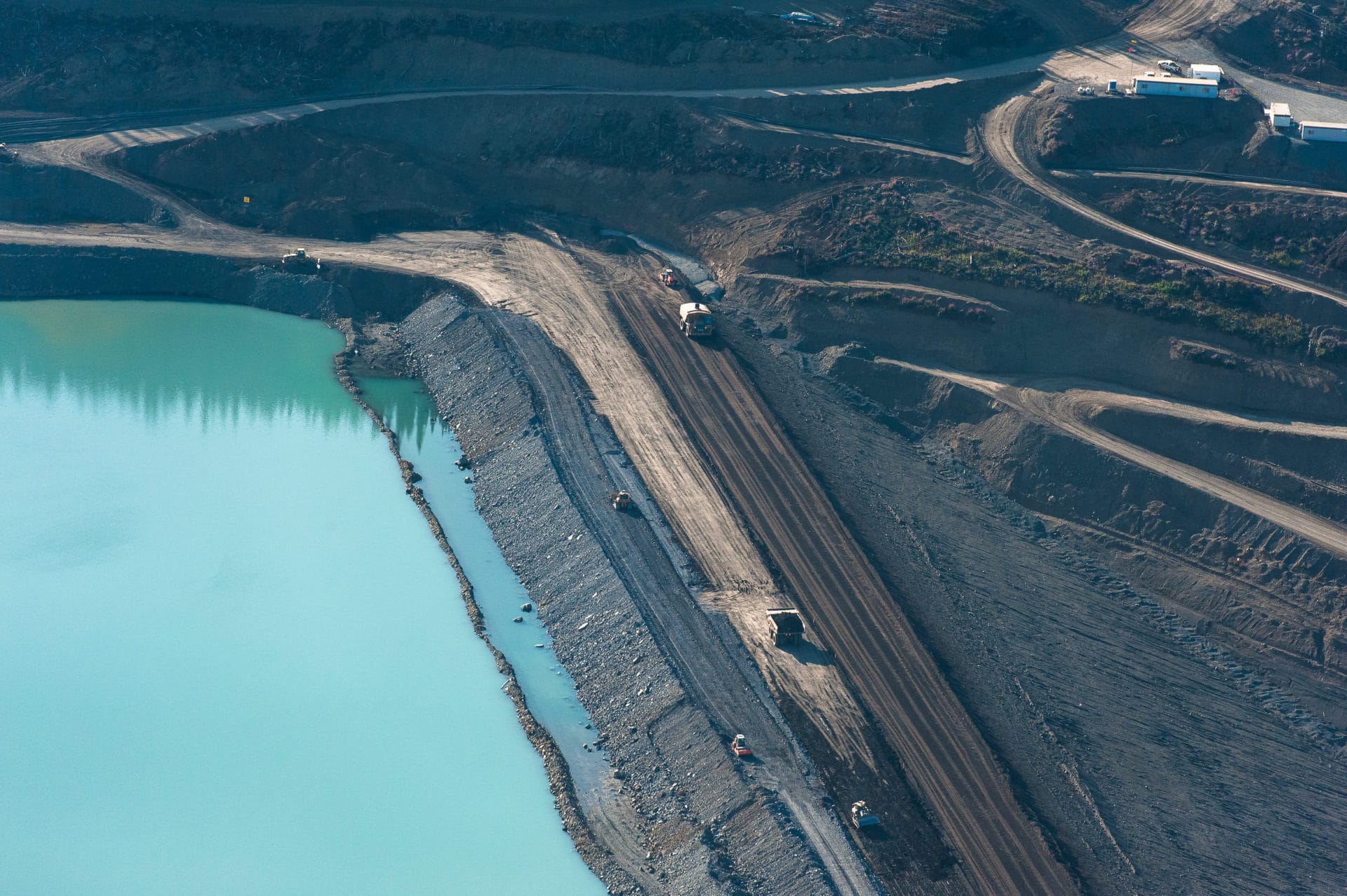 Tailings dam at the Red Chris mine