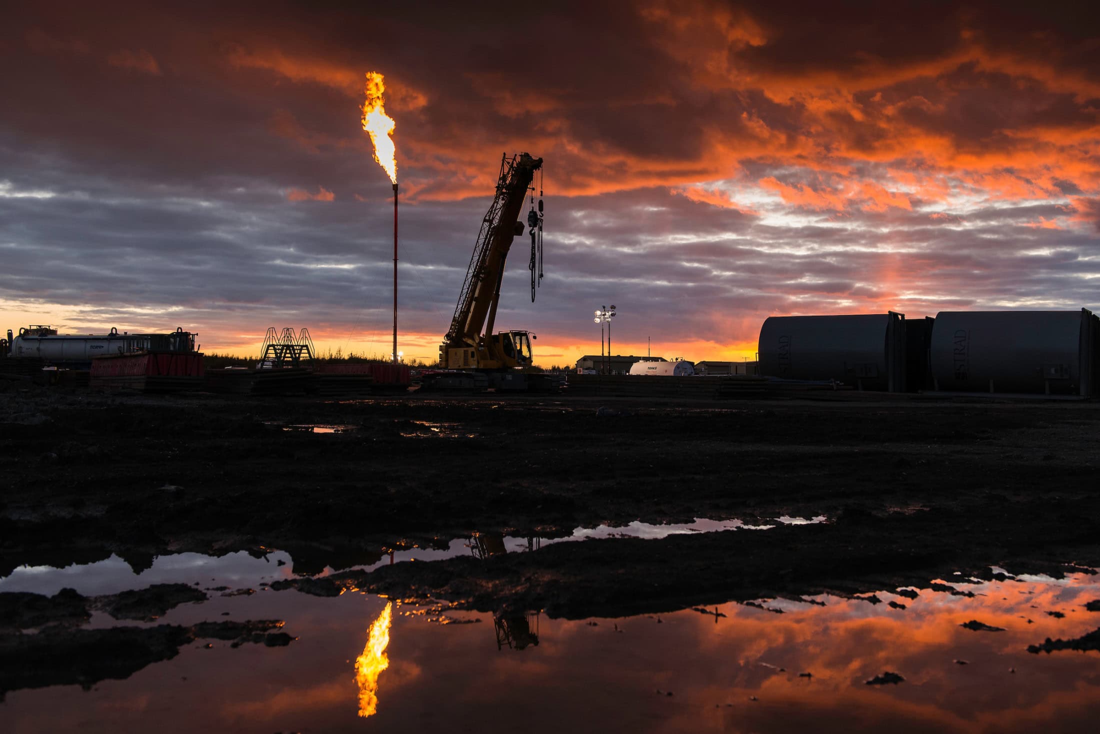 Flaring at Encana pad near Tower Gas Plant well #16-06-081-17.