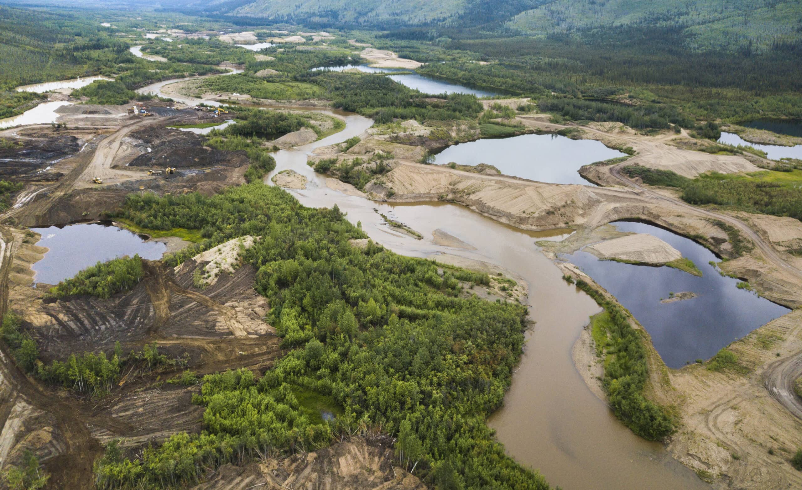 Placer mining along the Indian River, near Quartz Creek