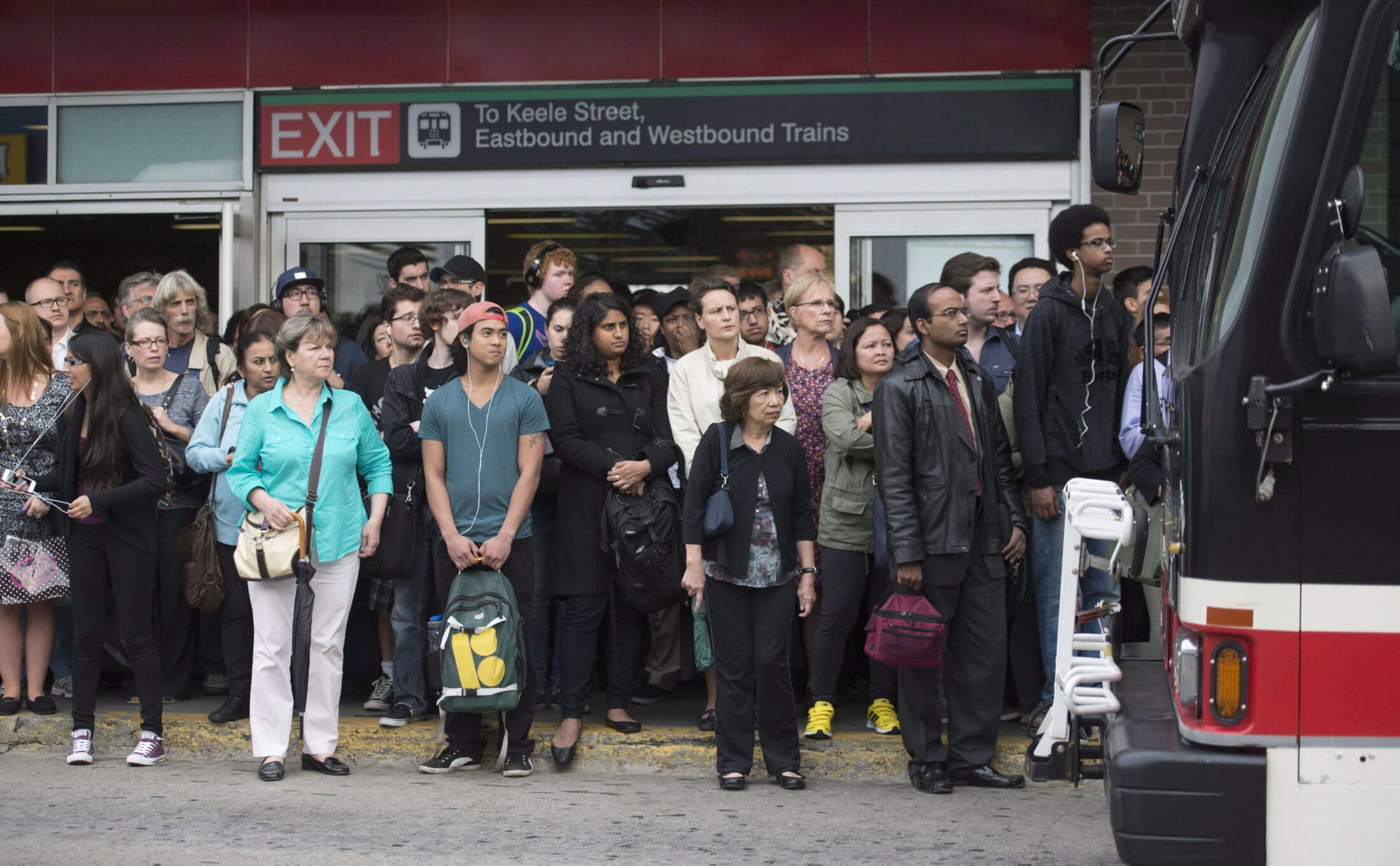 Toronto subway station packed with commuters