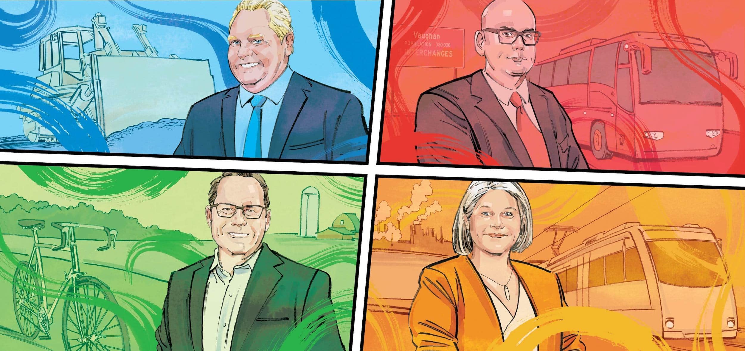 ontario-election-2022-party-leaders-illustration