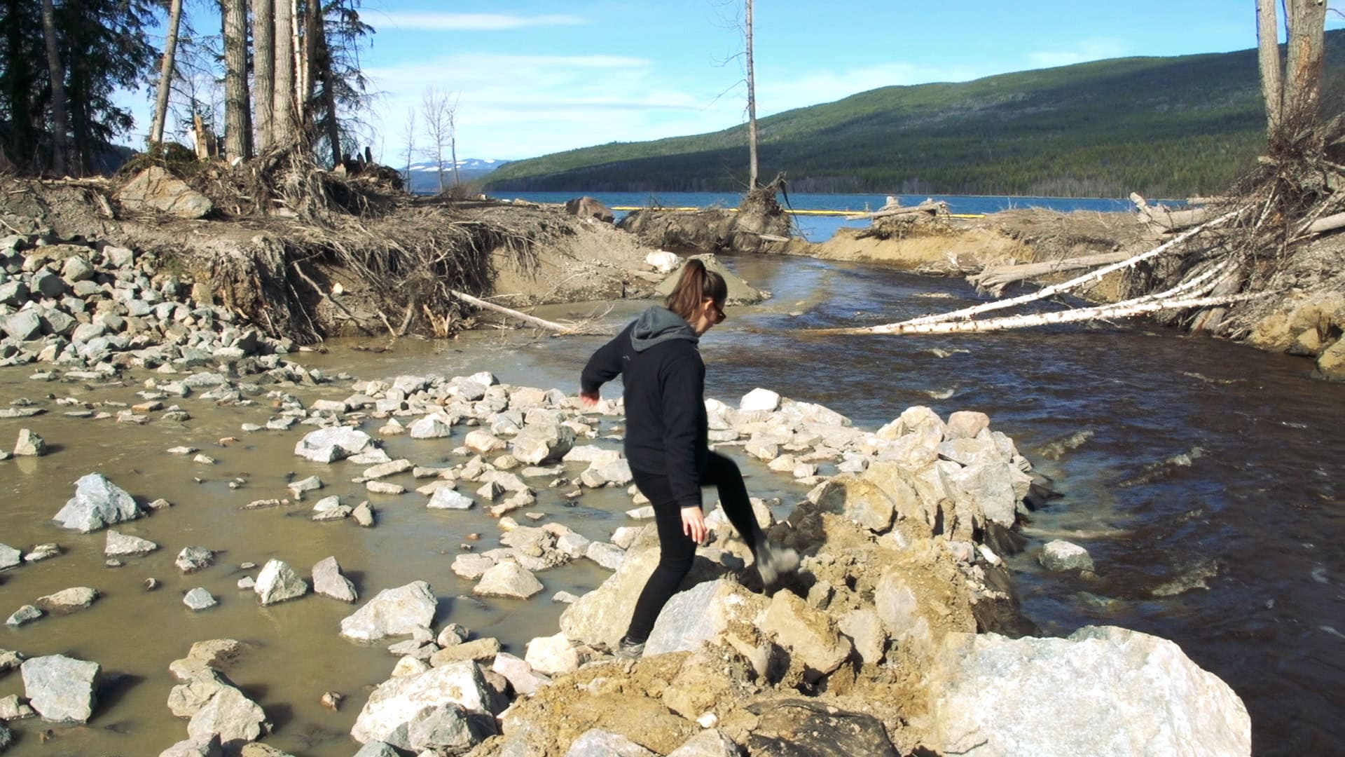 Author Carol Linnitt at the base of the rebuilt Hazeltine Creek bed (1)