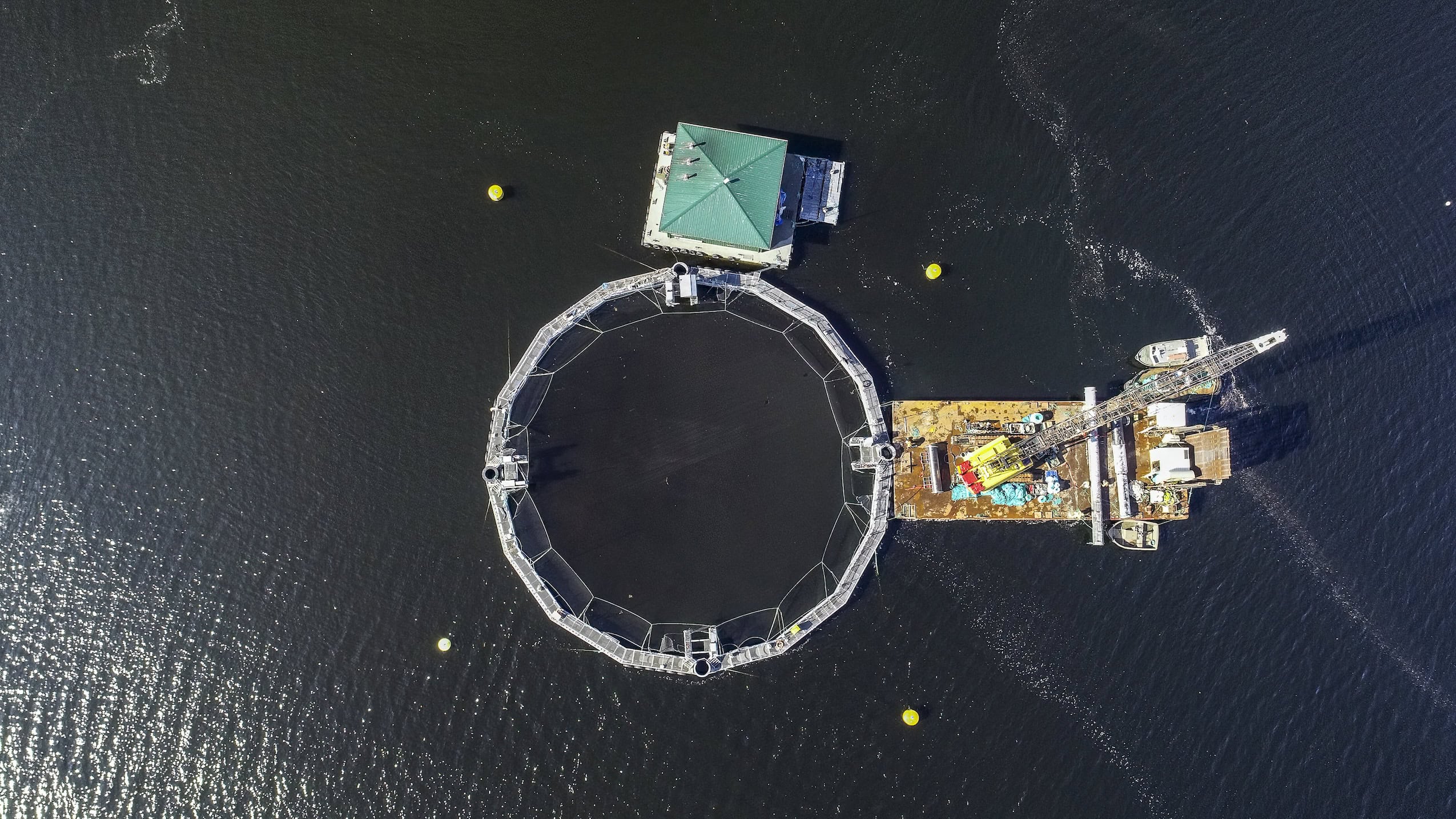 Aerial view of semi-closed containment system