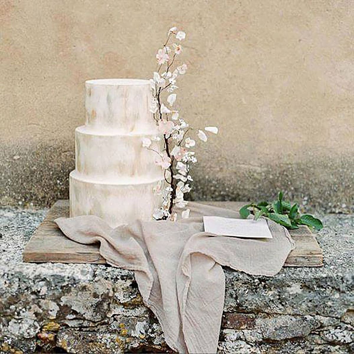 Rustic Blossom Branch Wedding Cake