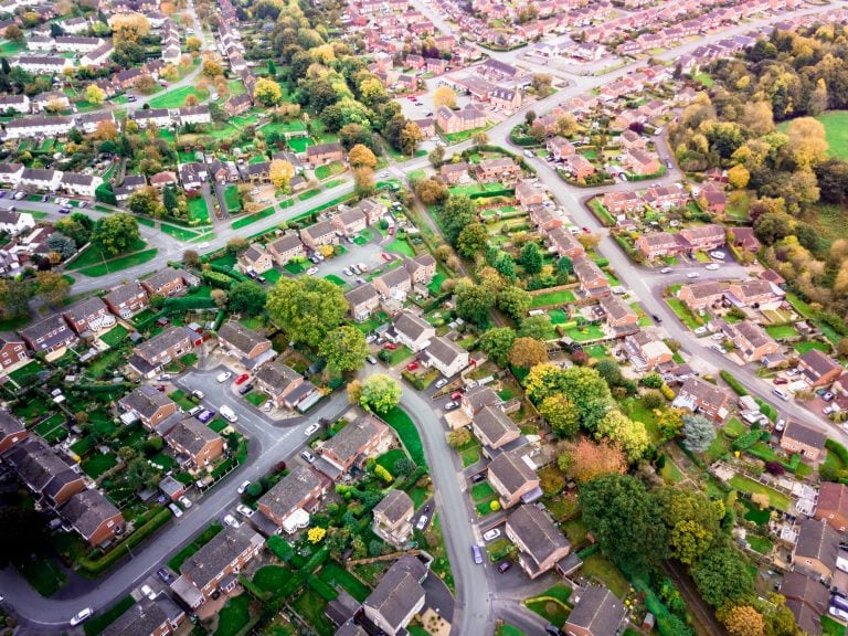 Housing estate in the UK demonstrating old housing stock in need of retrofit