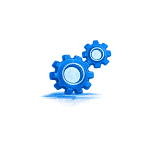 Digital gears representing website renaming and optimization process.