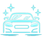Sparkling clean car with shining effects, representing car wash services in Michigan.