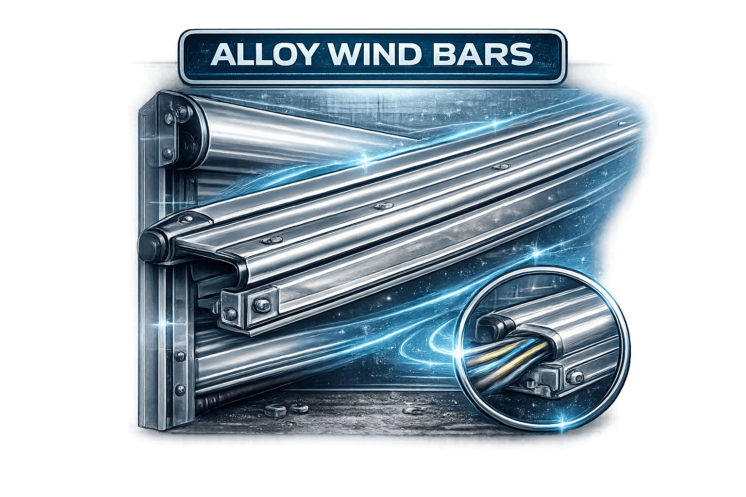 Alloy wind bars for industrial ventilation and airflow management.