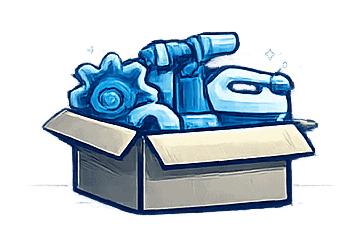 Washer and dryer parts in a box for repair or replacement.