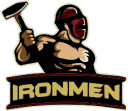 West Michigan Ironmen mascot holding a hammer, representing strength and team spirit.