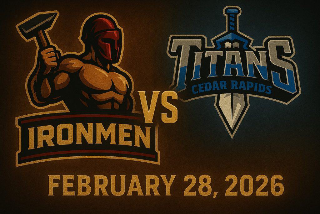 West Michigan Ironmen football game against Cedar Rapids Titans on February 28, 2026.