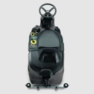 Power cleaning equipment with control panel and steering wheel for commercial cleaning tasks.