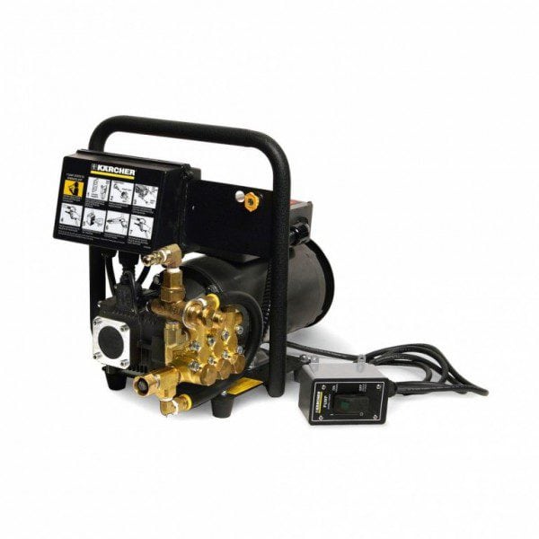 Wall-mounted pump system with control panel for industrial use.
