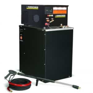 Electric cleaning equipment with control panel and hose for industrial use.