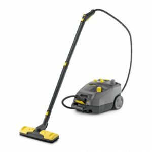 Steam cleaner with long hose and adjustable settings for deep cleaning.
