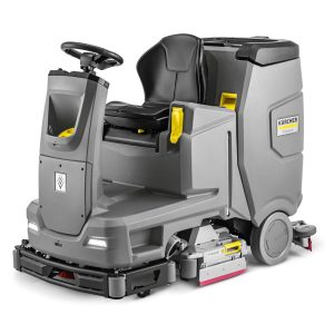 All Season Innovations B 75/110 riding scrubber for efficient floor cleaning.