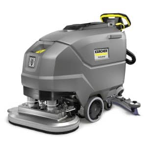 Walk-behind floor scrubber for commercial cleaning by All Season Innovations.