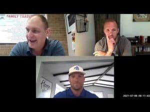 Three men in a video call discussing wrestling topics for Coaches Corner.