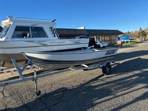 Klamath 15 Advantage S boat on trailer at ASFB Marine.