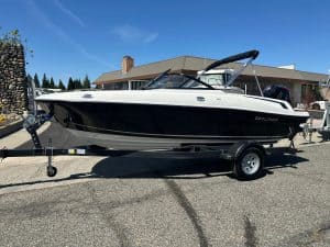 High-quality 2025 Bayliner VR4 with 115HP Mercury engine on trailer.