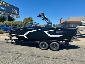 Luxury boat for water sports and leisure activities.