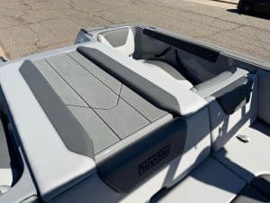 Modern 2026 Heyday WT2 DC surf boat with seating and deck area.
