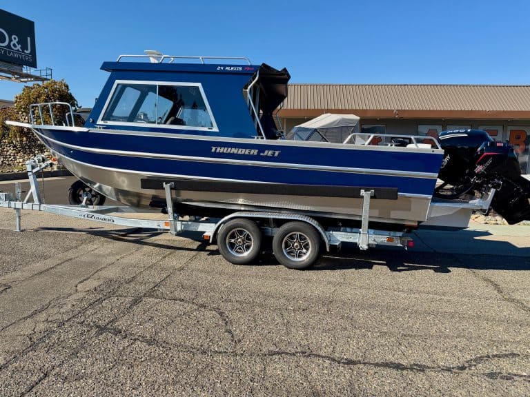 Thunder Jet 24FT Alexis Pro boat on trailer for sale.
