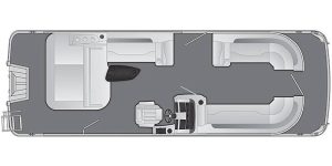 Top view of the Bennington L Series 25 LSB pontoon boat layout.