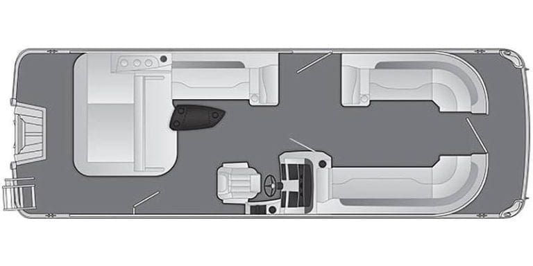 Top view of the Bennington L Series 25 LSB pontoon boat layout.