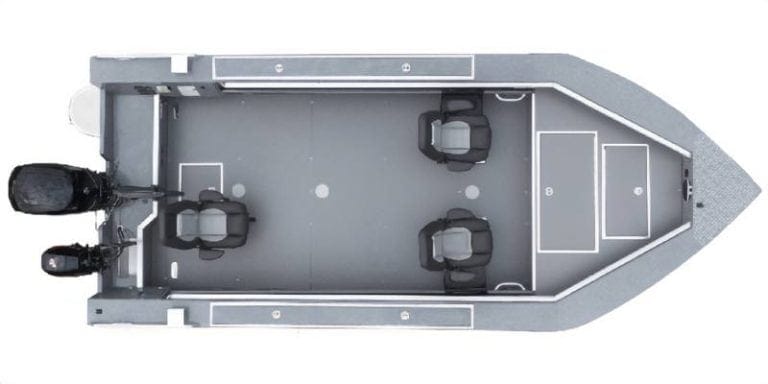 Top view of the 2026 Thunder Jet Rush OT 209 fishing boat with spacious interior and seating.