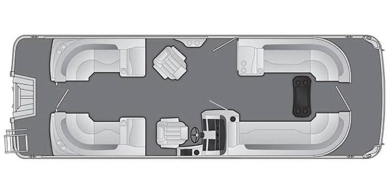 Bennington L Series 25 LFB pontoon boat interior layout.