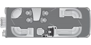Top view of the Bennington L Series 24 LPD boat interior layout.