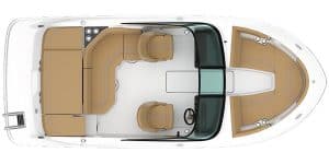 Interior view of the 2026 Bayliner V Series V20I boat with spacious seating.