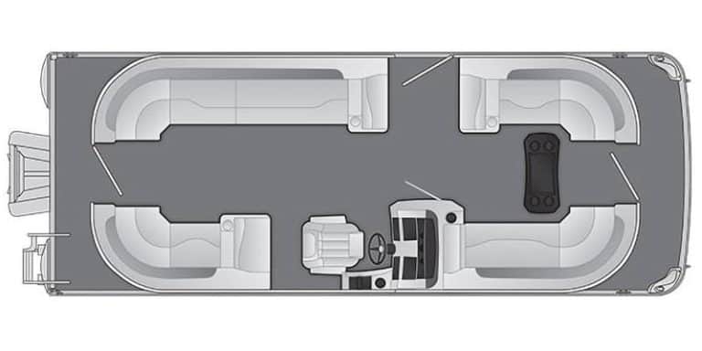 View of the interior layout of the 2026 Bennington L Series 24 LSRC boat.