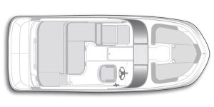 Image of the 2026 Bayliner VR5 Bowrider boat layout.