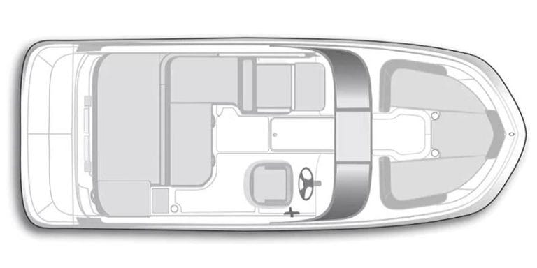 Image of the 2026 Bayliner VR5 Bowrider boat layout.