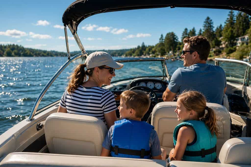 Boat rental service for family fun on the water, perfect for relaxing and exploring scenic lakes.