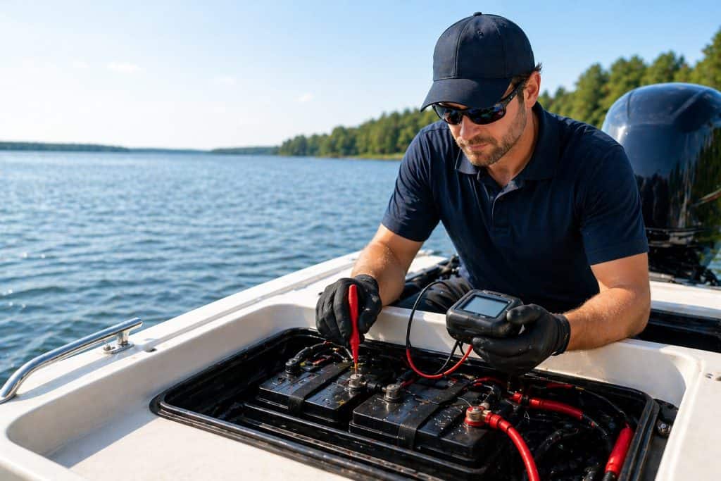 Battery replacement for boat engine maintenance and performance.