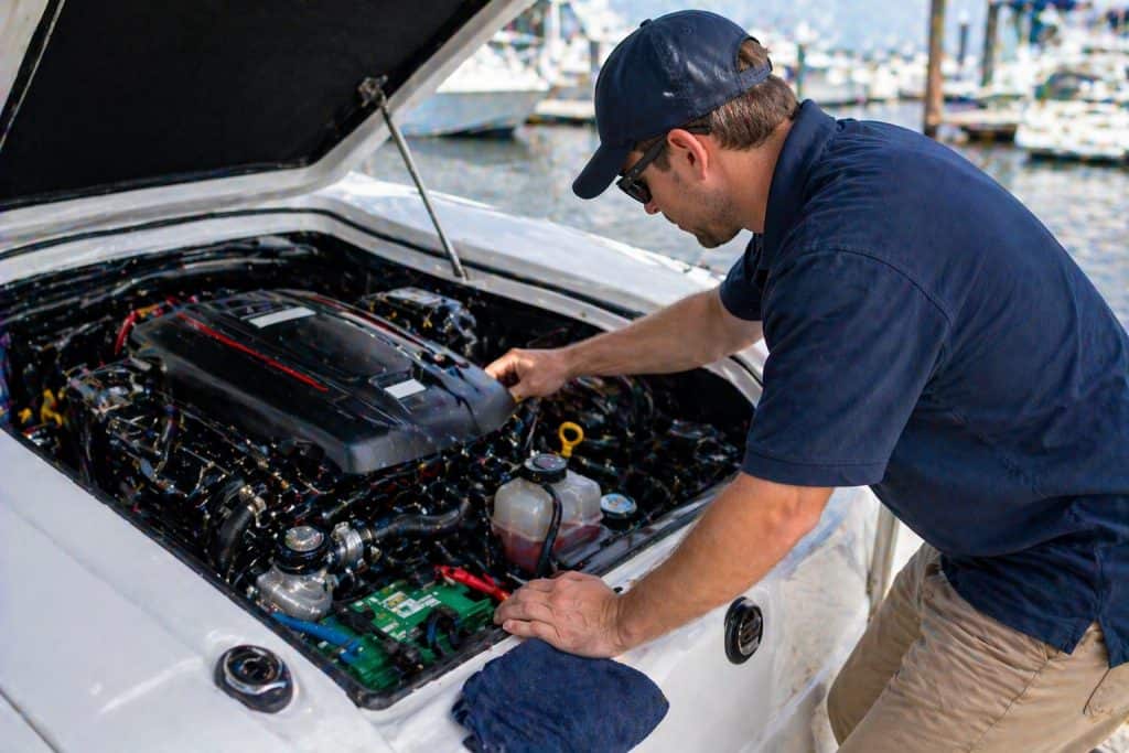 Engine repair and servicing for boats in spring and fall.