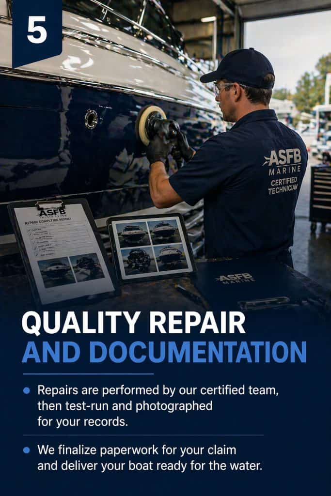 Boat repair and warranty service by certified technicians.