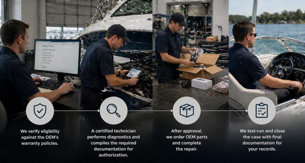 Automotive repair technicians diagnosing vehicle issues in a workshop.