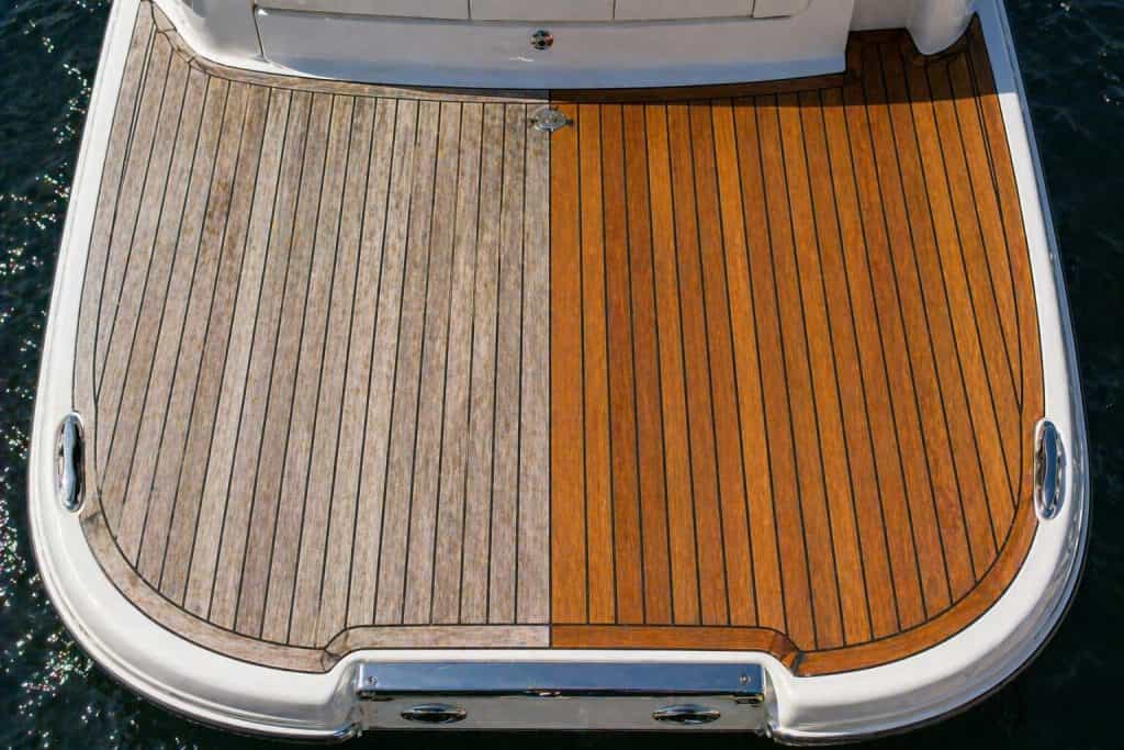 Boat deck restoration with new and old wood finish for a polished look.